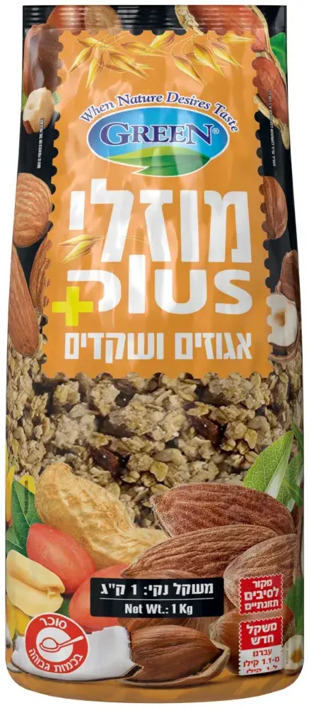 מוזלי קרנצ'י שקדים ואגוזים 1 קג יצרן/מותג: גרין