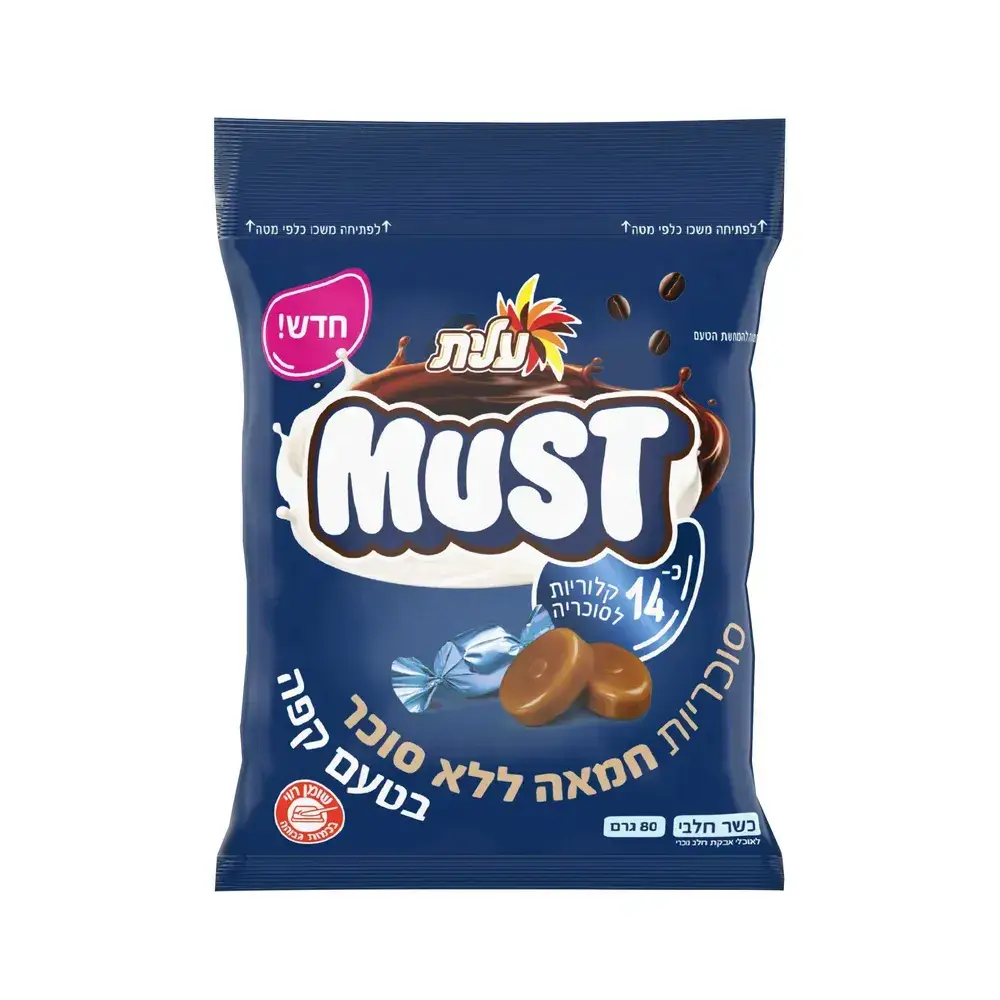 סוכריות חמאה בטעם קפה ללא סוכר 80גר