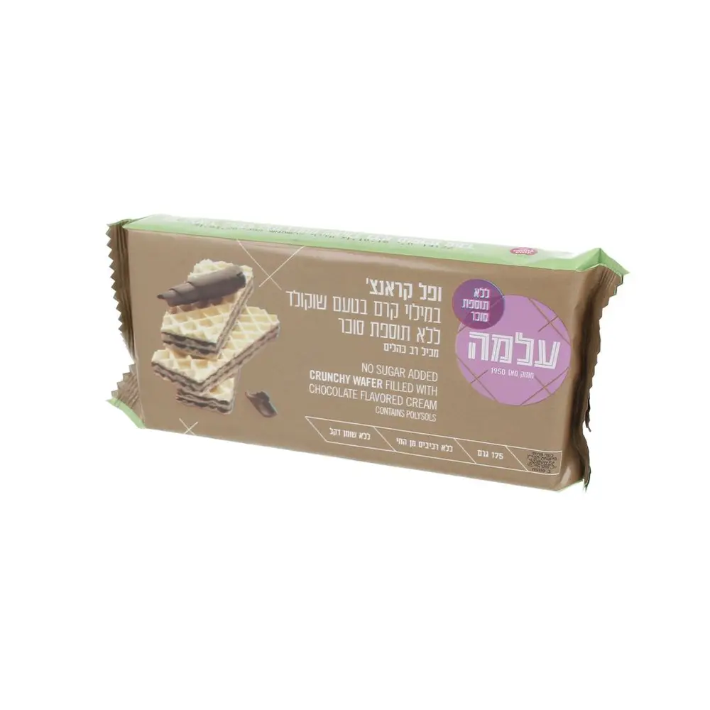 ופל קראנצ'י מילוי קרם בטעם שוקולד ללא סוכר