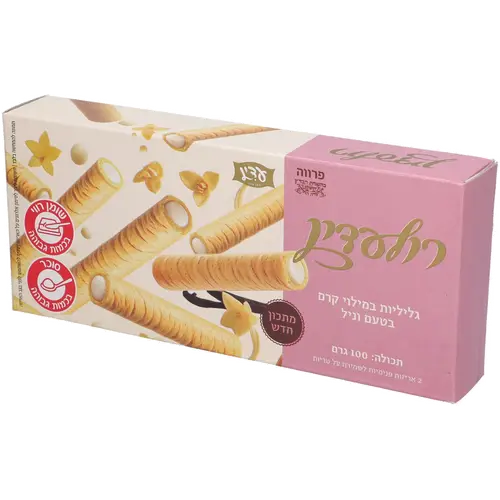 רולעדין גלילית פרווה במילוי קרם וניל 100 גרם