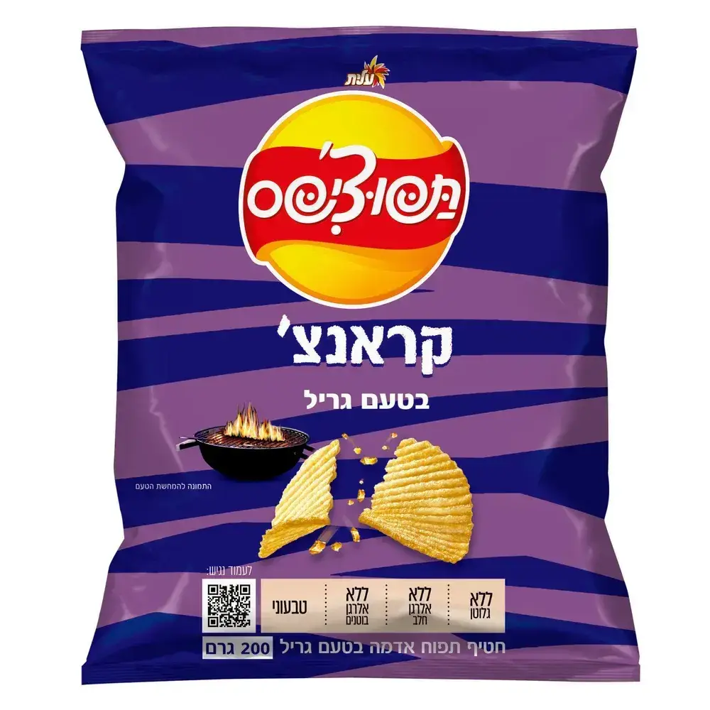 תפוצ'יפס פס קראנצ' בטעם גריל 200 גרם
