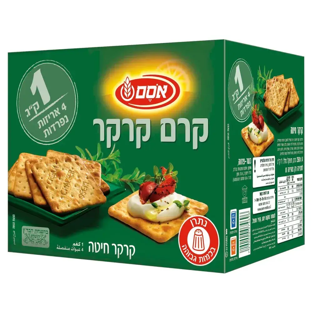 אסם קרם קרקר 4*1קג חדש