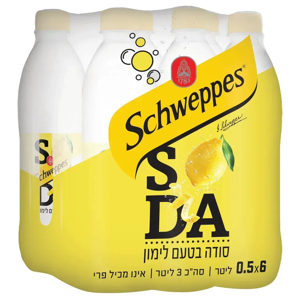 שישייה שוופס סודה לימון 0.5 ל'
