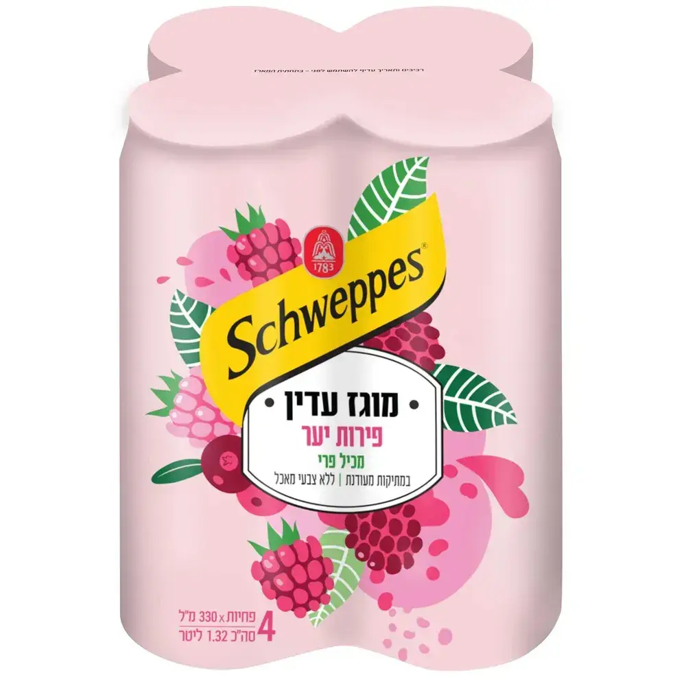רביעיית פחיות שוופס מוגז עדין פירות יער 330 מל
