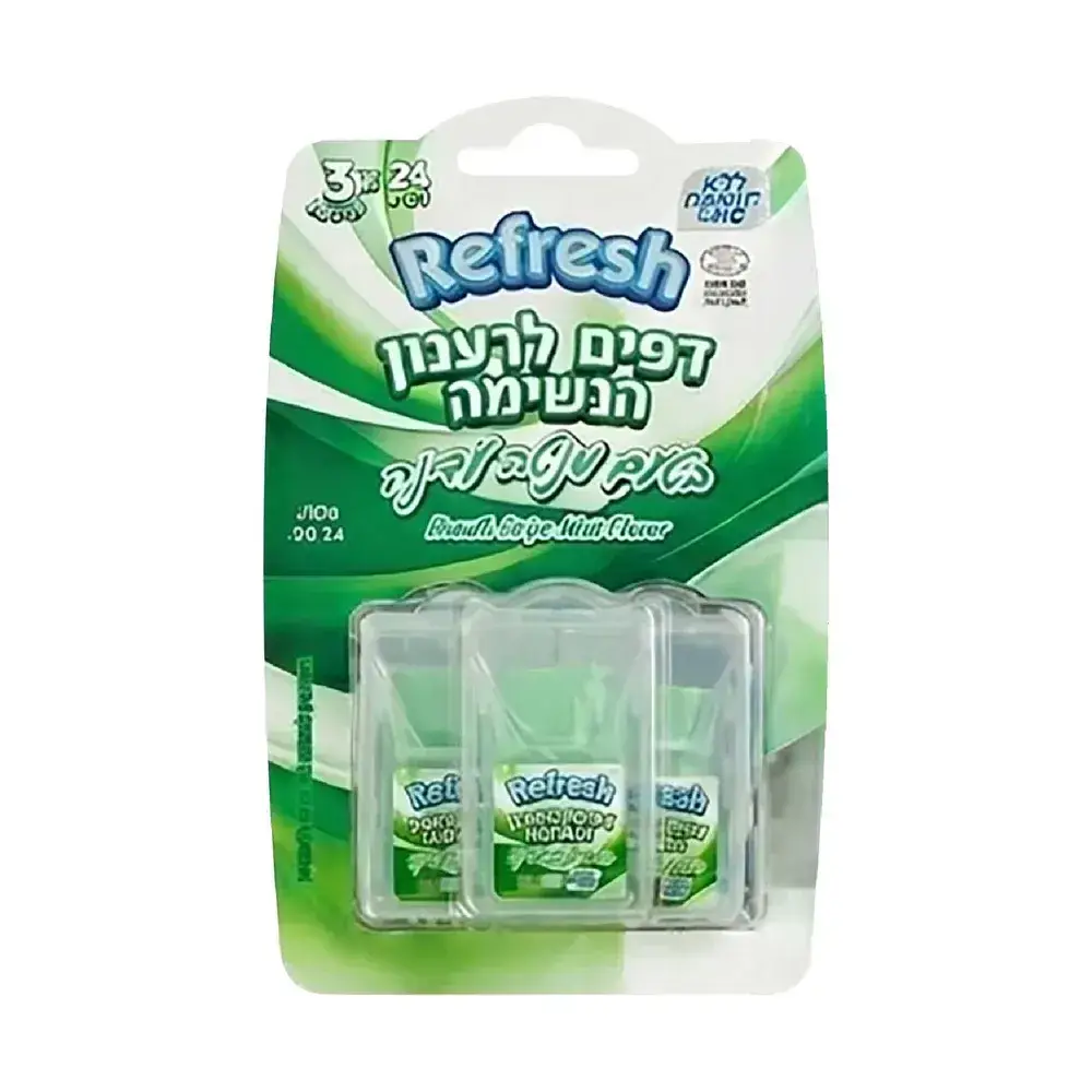 דפי רענון שלישייה מנטה עדינה  1/12 (12)2.4 גרם ירוק