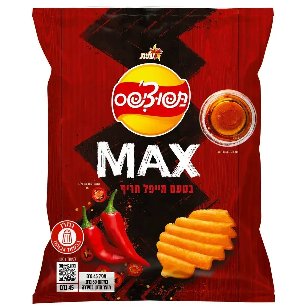 תפוצ'יפס MAX בטעם מייפל חריף 45 גר'