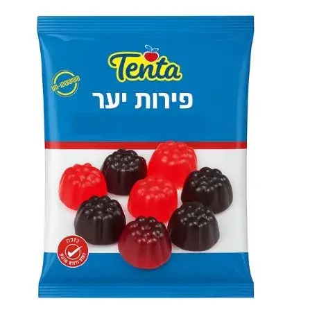 טטו גומי פירות יער מוברק שחור אדום חלק 500 גרם