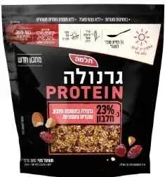 גרנולה פרוטאין שקדים וחמוציות 300גר