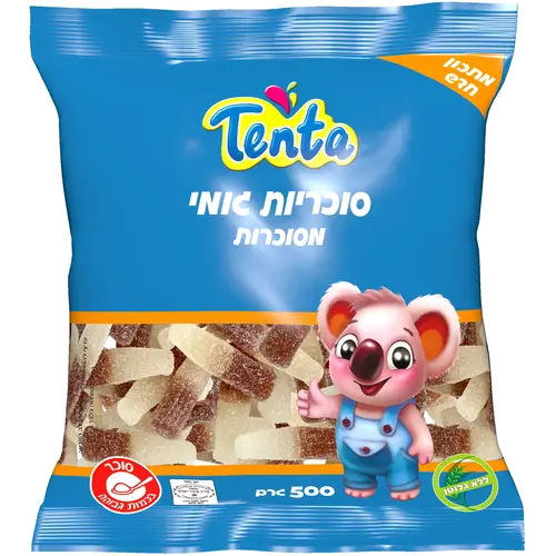 טטו גומי בקבוק קולה קטן מסוכר 500גר