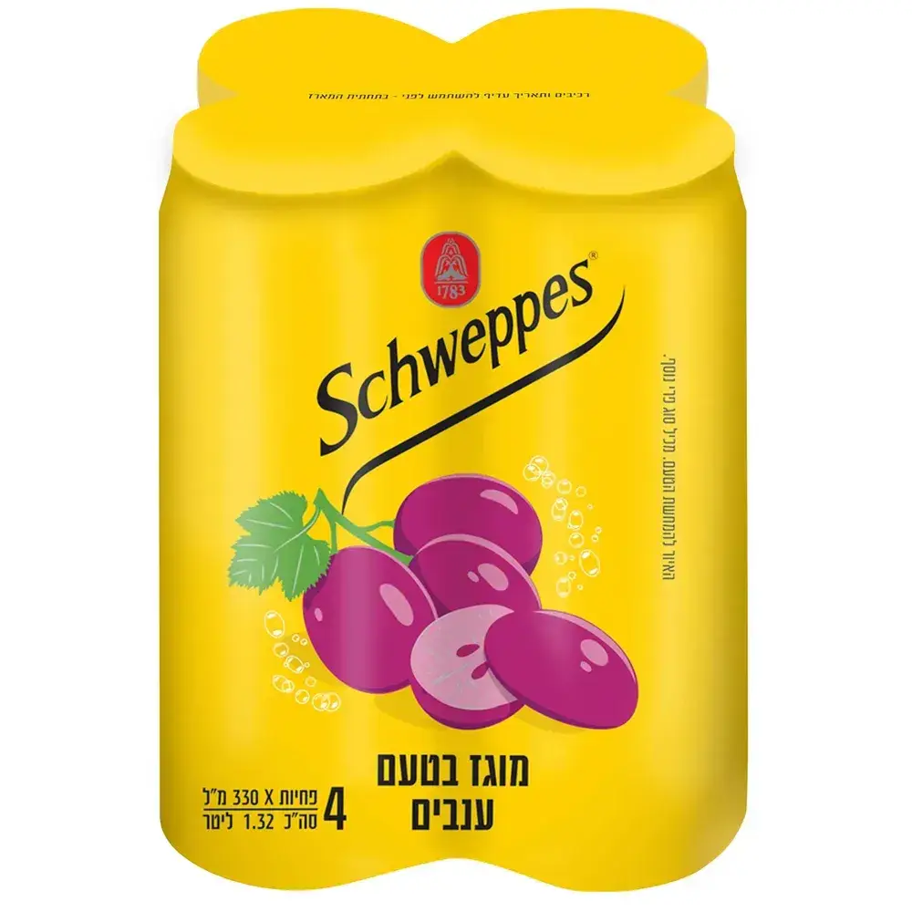 רביעיית פחיות שוופס מוגז פירות ענבים 330 מל