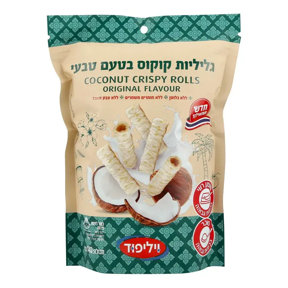גליליות קוקוס בטעם טבעי 140 גר'
