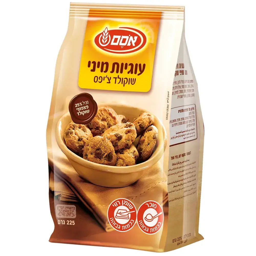 עוגיות מיני שוקוציפס אסם 225ג