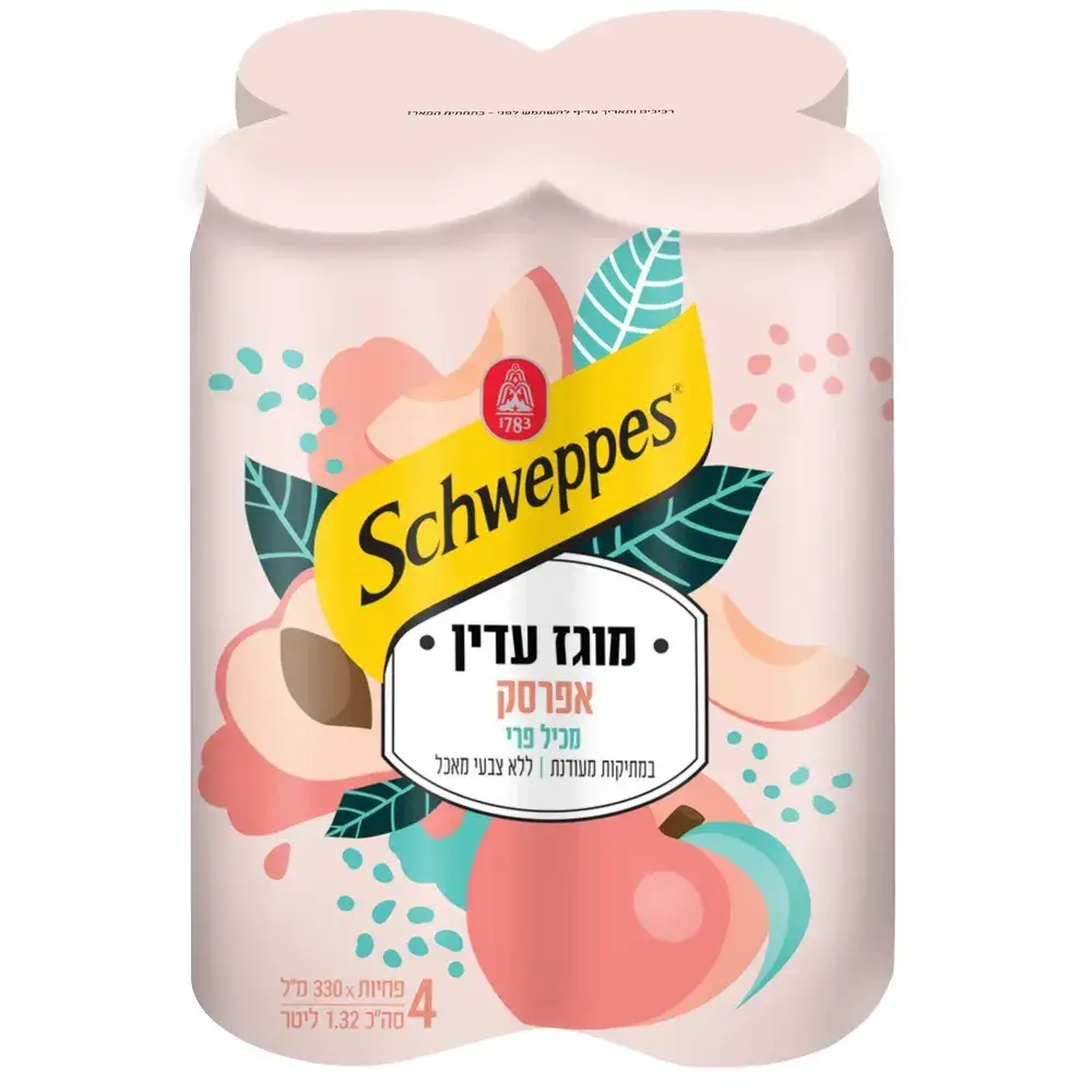 רביעיית פחיות שוופס מוגז עדין אפרסק 330 מל