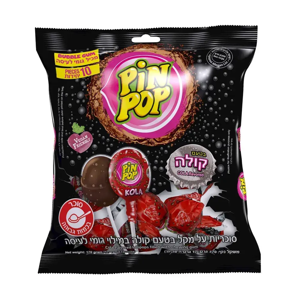 לקקן פין פופ 10 יח' בטעם קולה