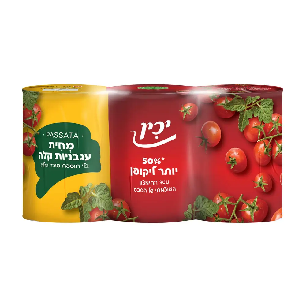 יכין מחית עגבניות טבעי 3*400 גר