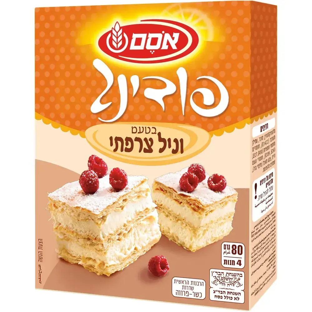 אסם פודינג בטעם וניל צרפתי 12*80גרם