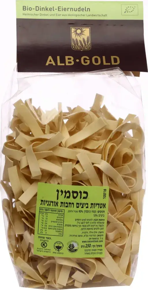 אלב גולד - אטריות רחבות כוסמין וביצים אורגניות